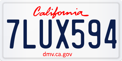 CA license plate 7LUX594