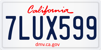 CA license plate 7LUX599