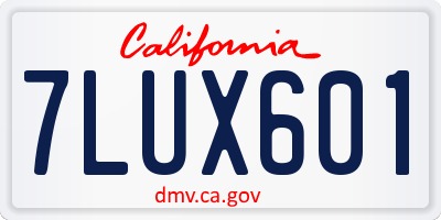 CA license plate 7LUX601