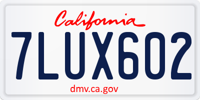CA license plate 7LUX602