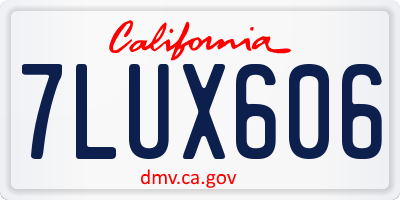 CA license plate 7LUX606