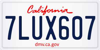 CA license plate 7LUX607