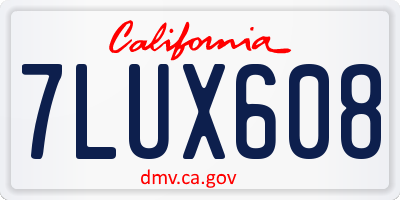 CA license plate 7LUX608