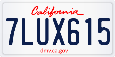 CA license plate 7LUX615