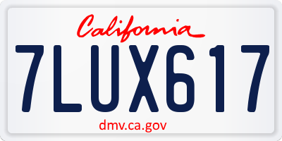 CA license plate 7LUX617