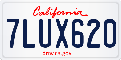 CA license plate 7LUX620