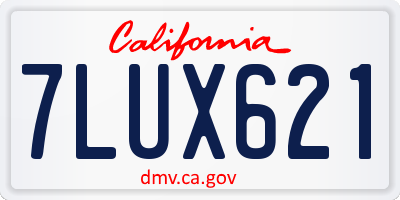 CA license plate 7LUX621