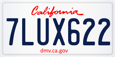 CA license plate 7LUX622