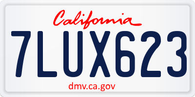 CA license plate 7LUX623