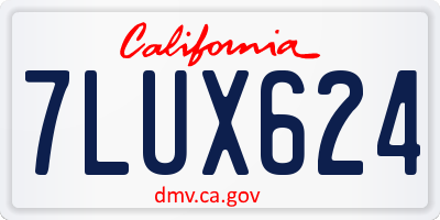 CA license plate 7LUX624