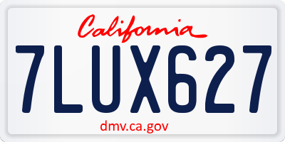 CA license plate 7LUX627