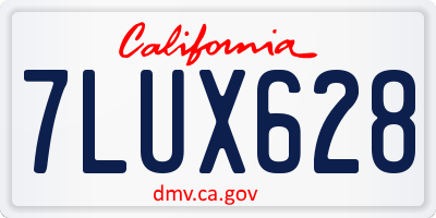 CA license plate 7LUX628