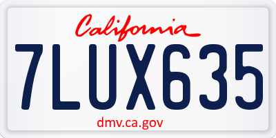 CA license plate 7LUX635