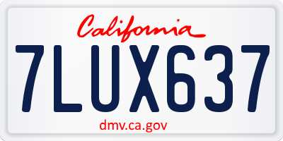 CA license plate 7LUX637