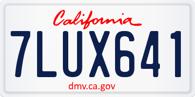 CA license plate 7LUX641