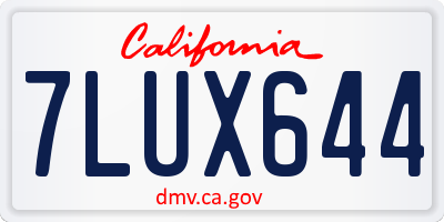 CA license plate 7LUX644