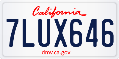 CA license plate 7LUX646