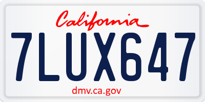 CA license plate 7LUX647