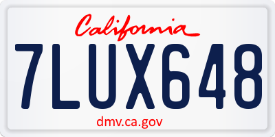 CA license plate 7LUX648