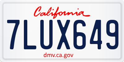 CA license plate 7LUX649