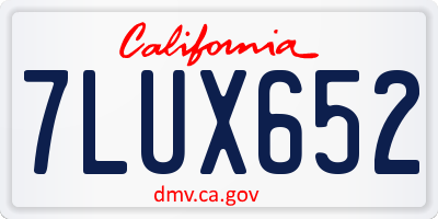 CA license plate 7LUX652
