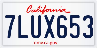 CA license plate 7LUX653