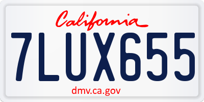 CA license plate 7LUX655