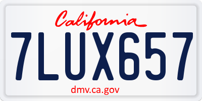 CA license plate 7LUX657