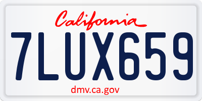 CA license plate 7LUX659