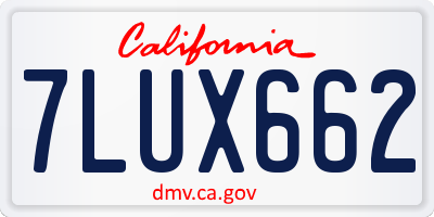 CA license plate 7LUX662