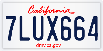 CA license plate 7LUX664