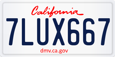 CA license plate 7LUX667