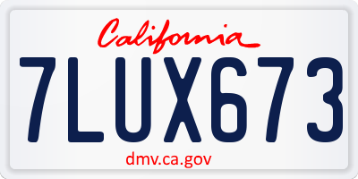 CA license plate 7LUX673