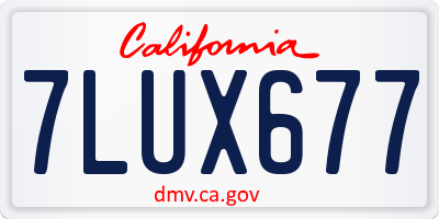 CA license plate 7LUX677