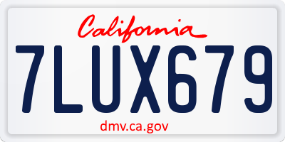 CA license plate 7LUX679