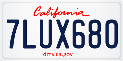 CA license plate 7LUX680