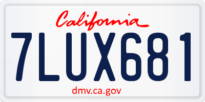 CA license plate 7LUX681
