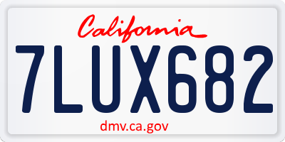 CA license plate 7LUX682
