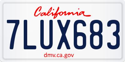CA license plate 7LUX683