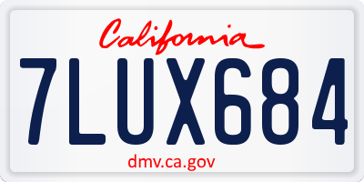 CA license plate 7LUX684