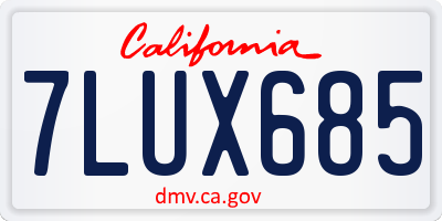 CA license plate 7LUX685