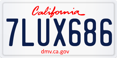 CA license plate 7LUX686