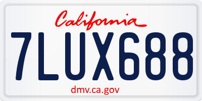 CA license plate 7LUX688