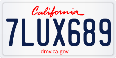 CA license plate 7LUX689