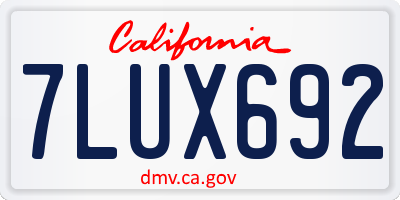 CA license plate 7LUX692