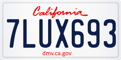 CA license plate 7LUX693