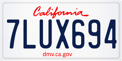 CA license plate 7LUX694