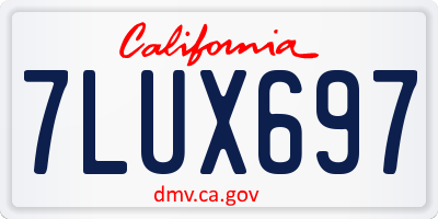CA license plate 7LUX697