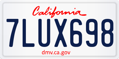 CA license plate 7LUX698