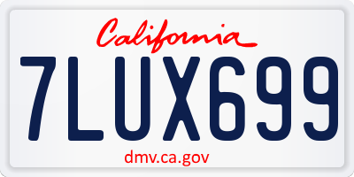 CA license plate 7LUX699